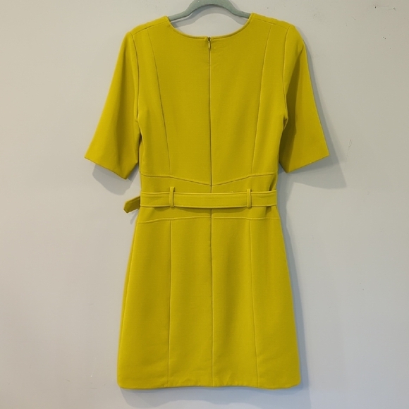 Caroline Biss Dress Chartruese Belted Tailored size 38 - Picture 6 of 13